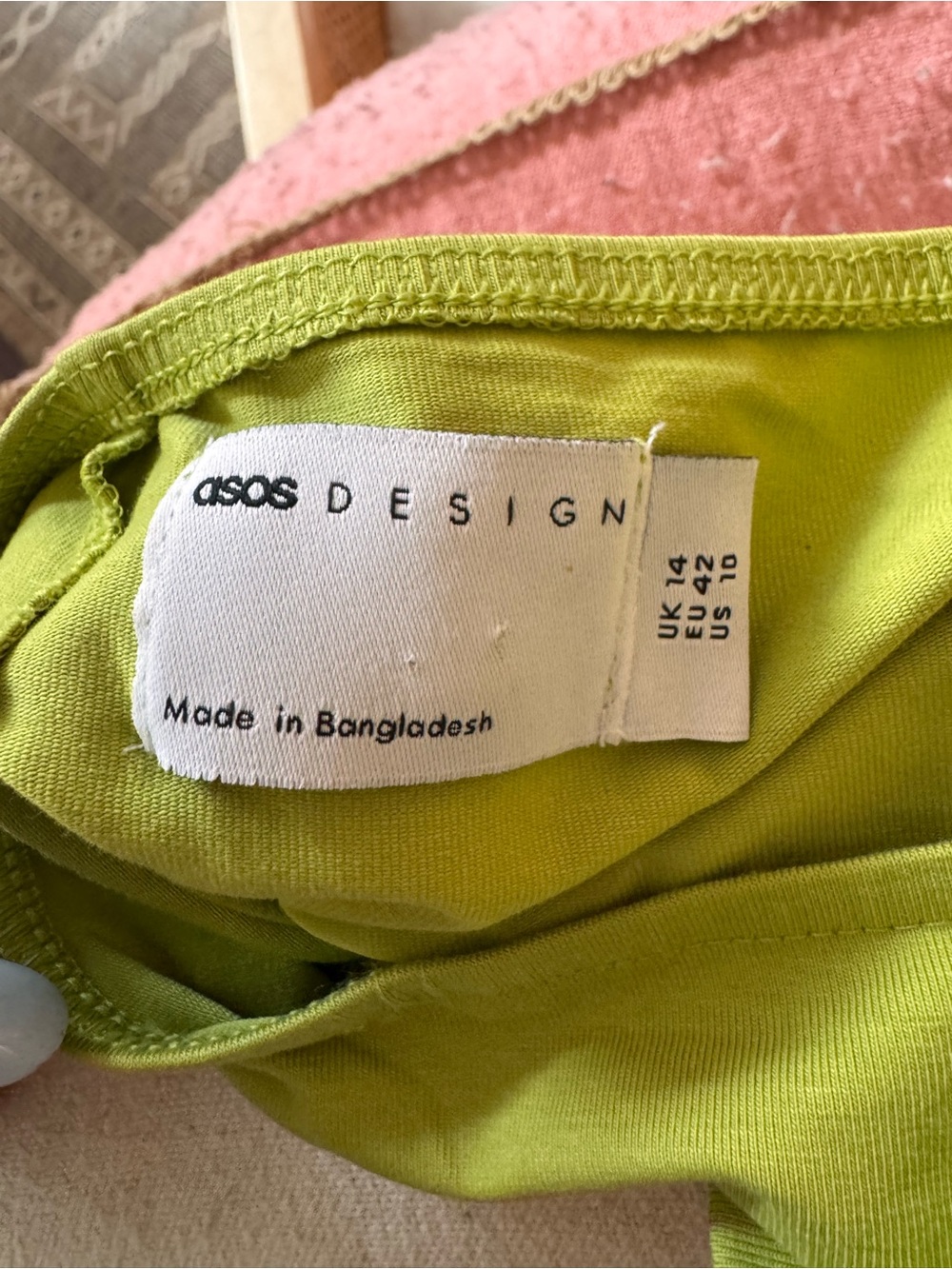 ASOS Twist Bodice Bandeau Bodycon Strapless Midi/Maxi Dress Sz 10 Lime Green NWT - Picture 7 of 9